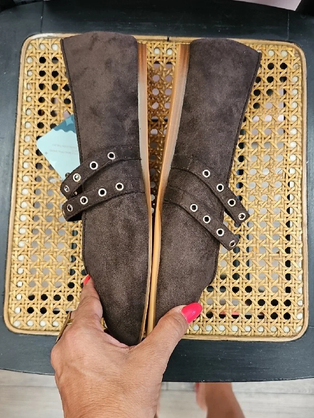 Brown Suede Double-Buckle Mary Jane Shoes for Men